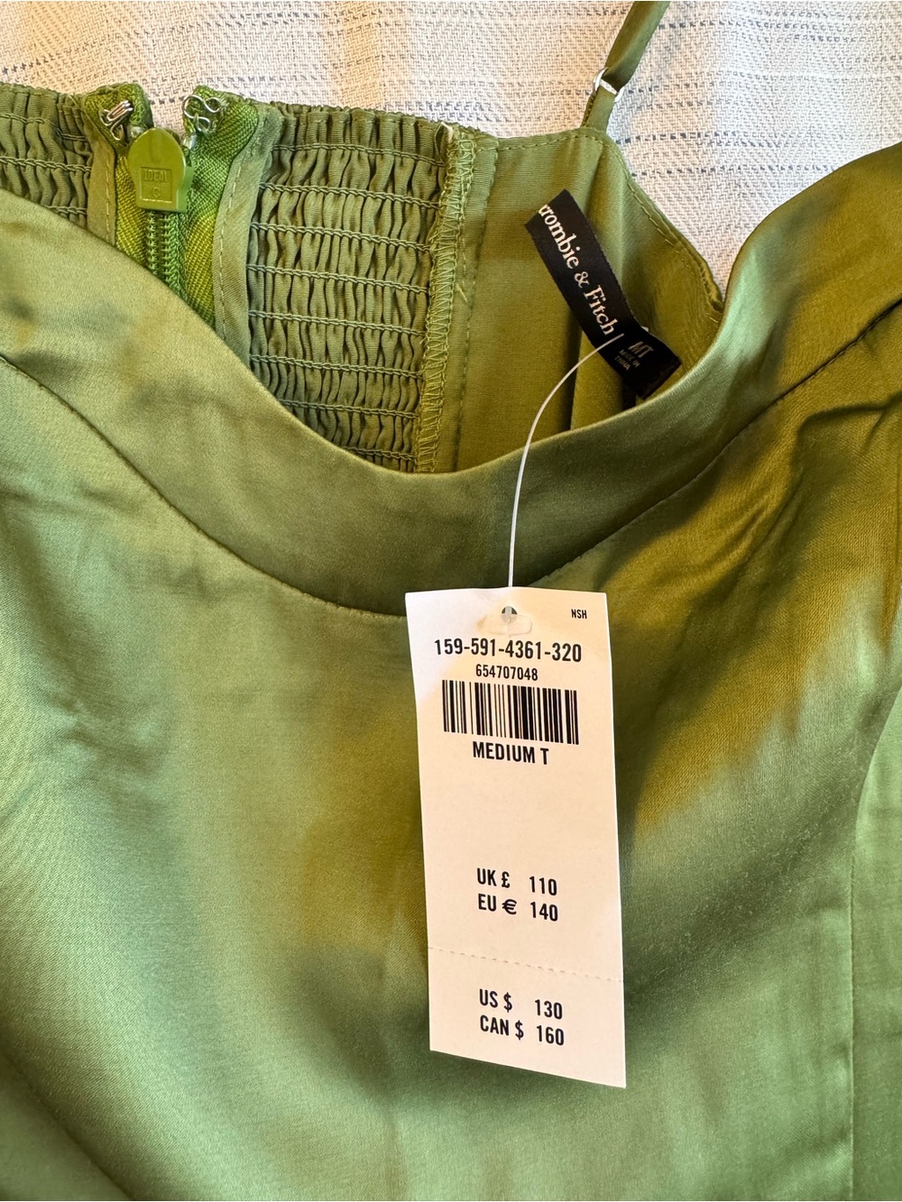 Abercrombie & Fitch Olive Green Satin Midi Slip Dress - Picture 2 of 2